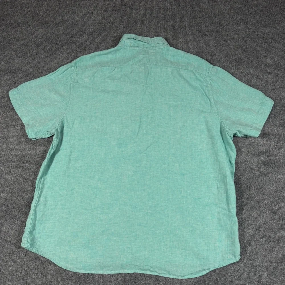 Banana Republic SS Linen Shirt Mens XL Teal Aqua 100% Linen Coastal EUC